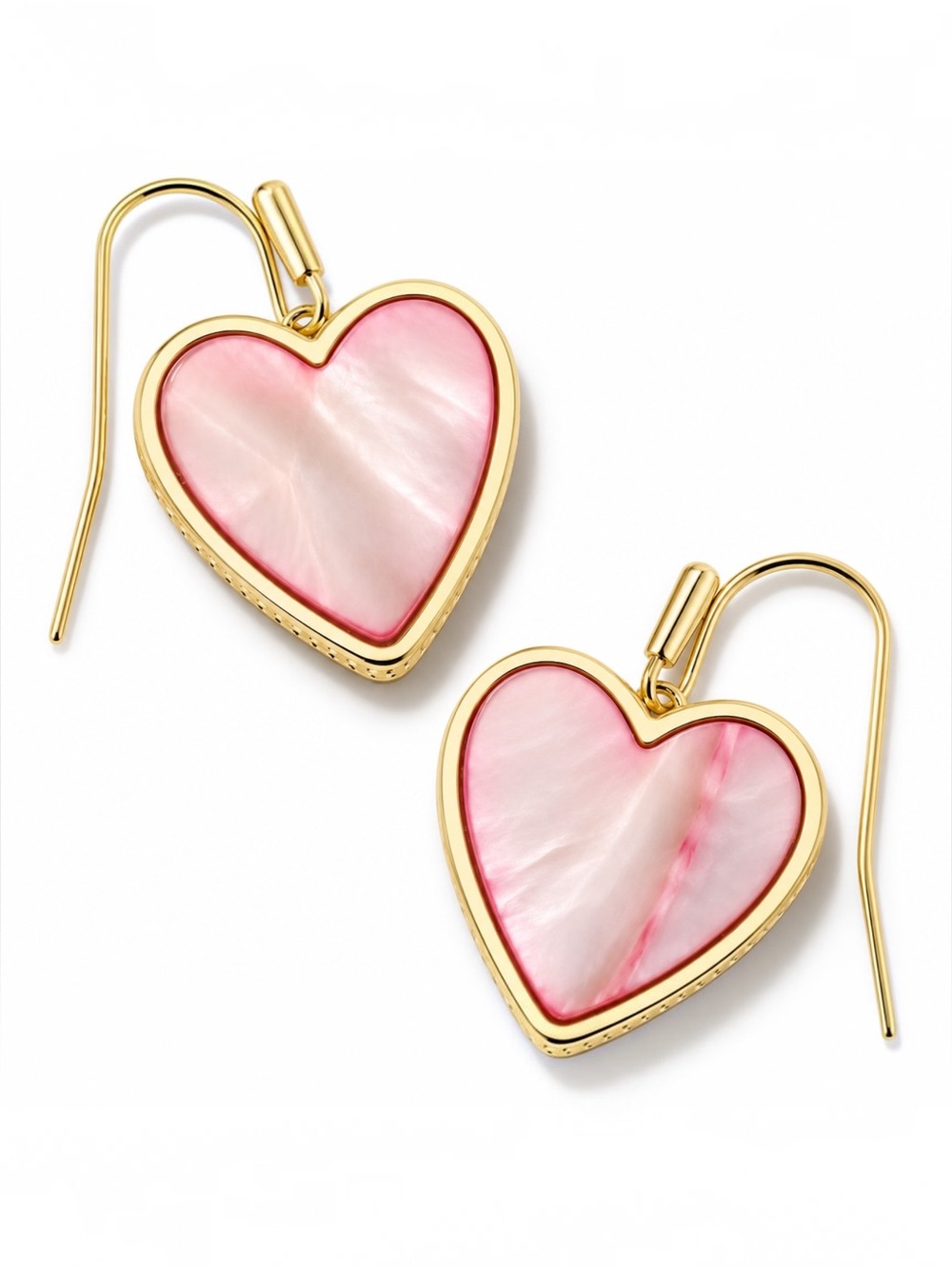 Kendra Scott Heart Drop Pink Heart Earrings in Gold
